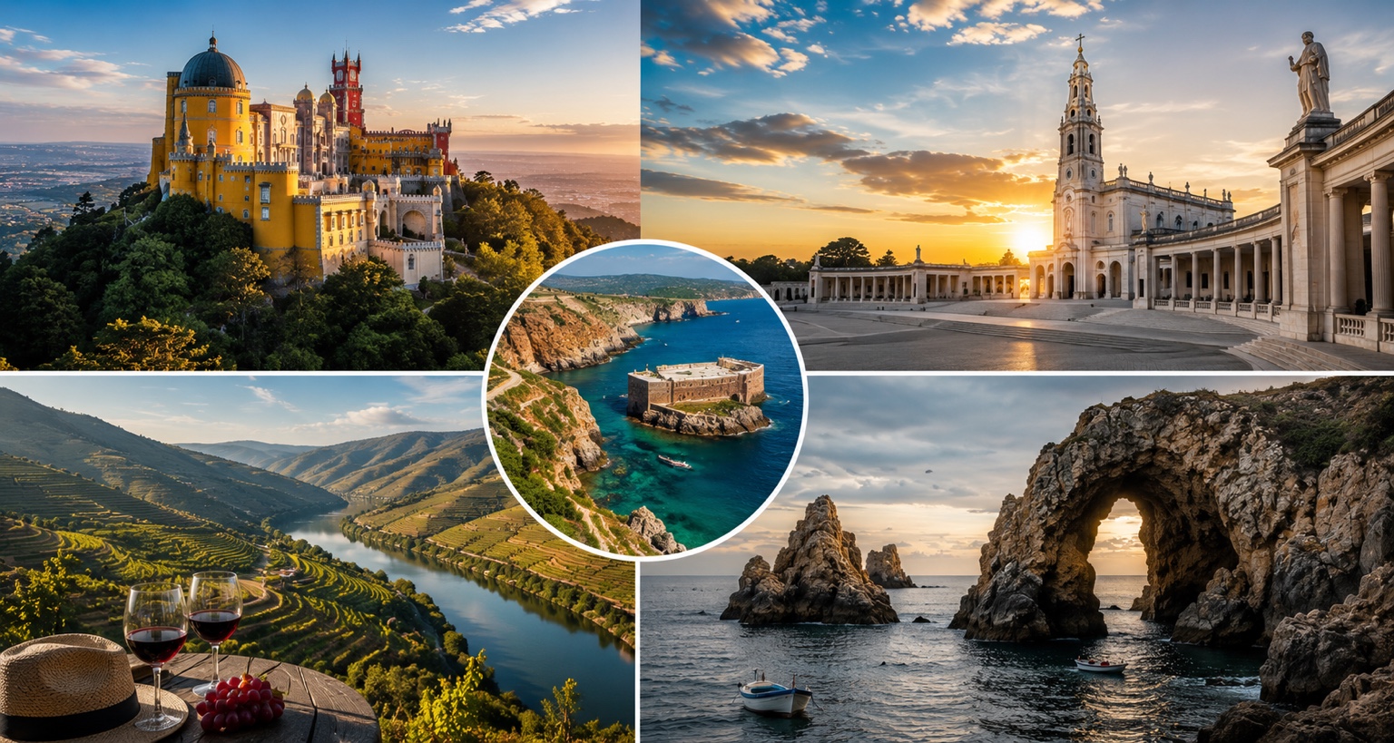 Collage de tours y excursiones por Portugal